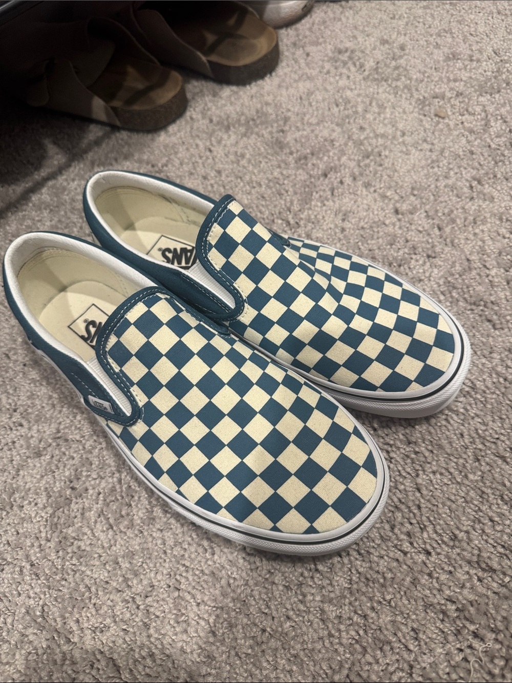 Vans Classic Slip-On Checkerboard Sneakers - Teal/White